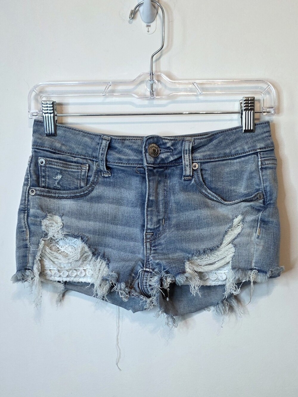 American Eagle Next Level Stretch Lace Pocket Low Rise Shortie Shorts Size 2